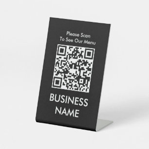 Signe De Table QR Code Café Modern Big Print Menu Noir