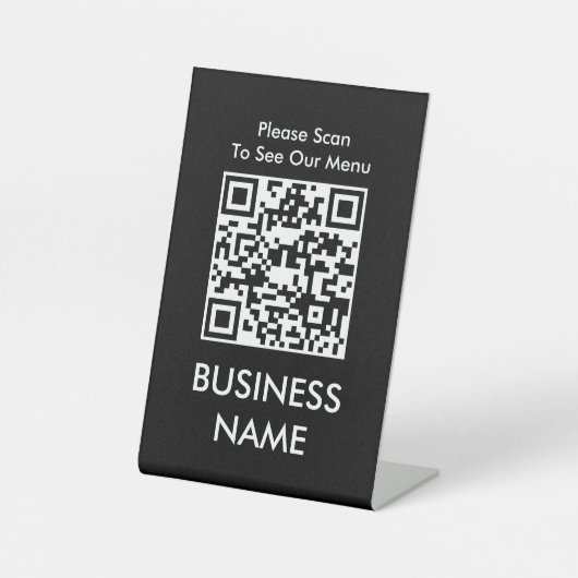Signe De Table QR Code Café Modern Big Print Menu Noir (Recto)