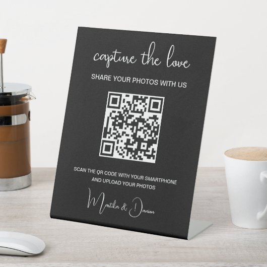 Signe De Table QR Code Capturer l'album photo du Mariage d'amour (In SItu)