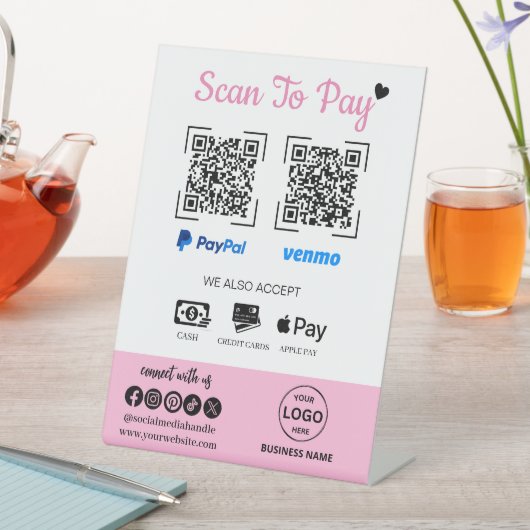 Signe De Table QR Code de l'analyse de paiement pour payer Venmo  (In SItu)