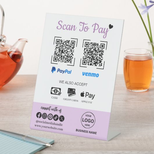 Signe De Table QR Code de l'analyse de paiement pour payer Venmo  (In SItu)