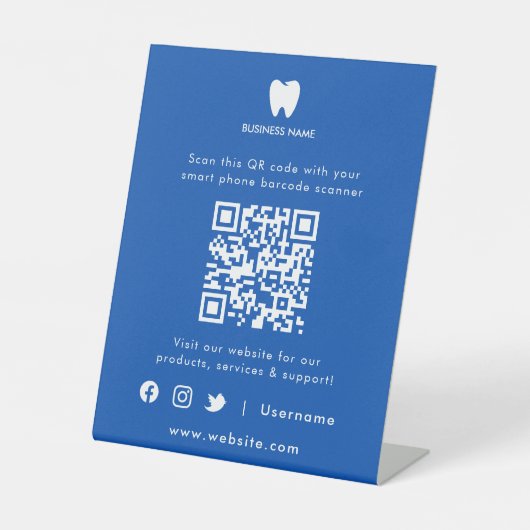 Signe De Table QR Code Dentiste Site Web d'entreprise Analyse moi (Recto)