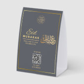 Signe de table QR Code Eid Mubarak Gris & Or (Verso)