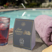Signe de table QR Code Eid Mubarak Gris & Or (InVersositu (sur table))