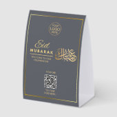Signe de table QR Code Eid Mubarak Gris & Or (Recto)