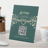 Signe De Table QR Code Emerald Gold Wedding Program (In SItu)