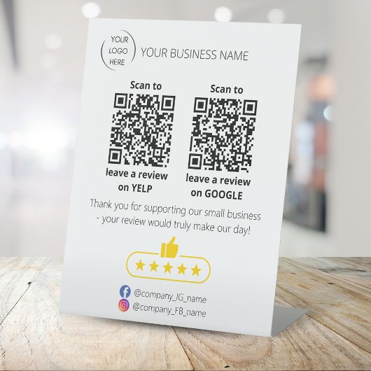 Signe De Table QR code examen de la petite entreprise GOOGLE et Y