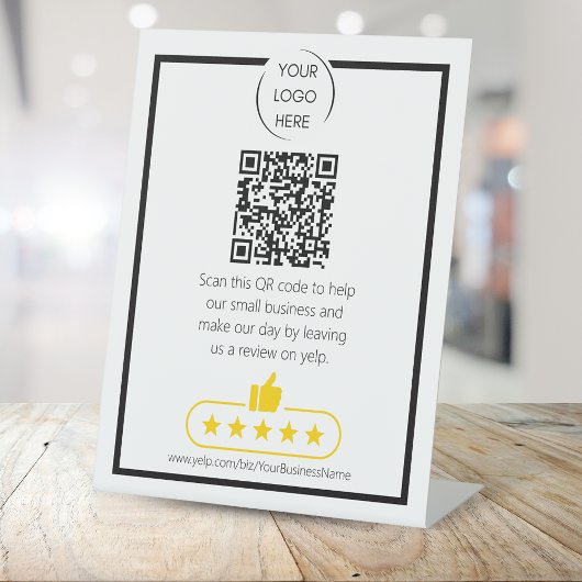 Signe De Table QR code examen des petites entreprises YELP