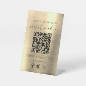 Signe De Table QR Code Gold Scan To Follow Us on Social Network (Recto)