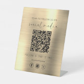 Signe De Table QR Code Gold Scan To Follow Us on Social Network (Recto)