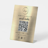 Signe De Table QR Code Gold Scan To Follow Us on Social Network (Recto)