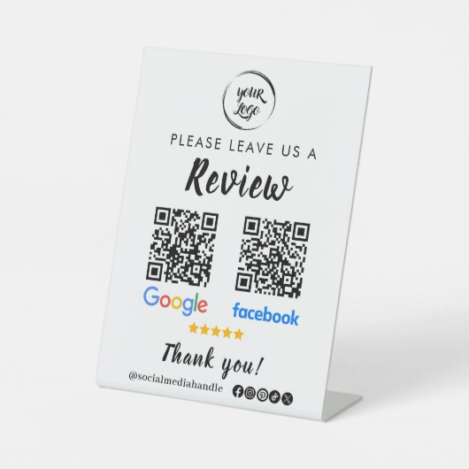 Signe De Table Qr Code Google Commentaires Facebook Business Revi (Recto)