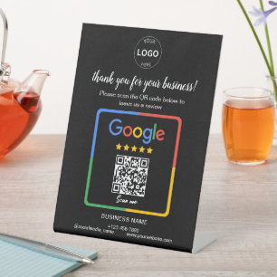 Signe De Table Qr Code Google Commentaires Logo d'entreprise