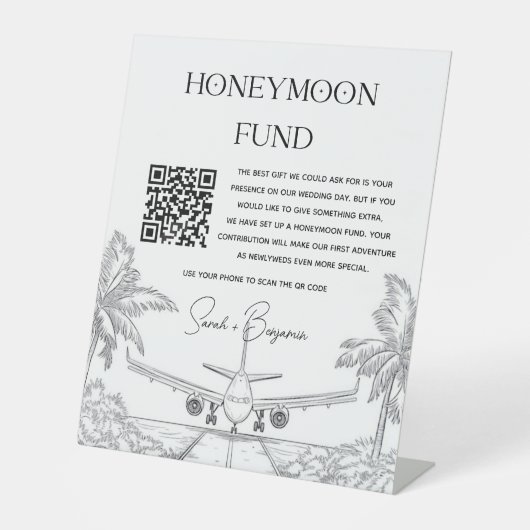 Signe De Table QR Code Honeymoon Fund Cadeau Mariage (Recto)