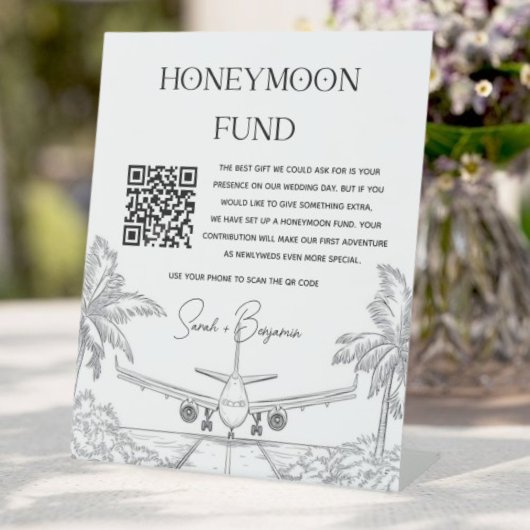 Signe De Table QR Code Honeymoon Fund Cadeau Mariage