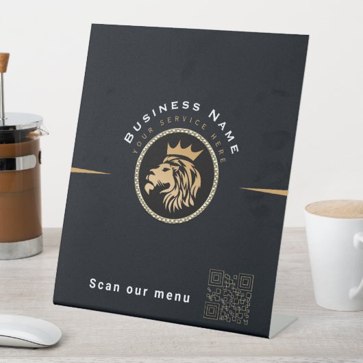 Signe De Table QR Code Lion Logo Business Scan for Menu (In SItu)