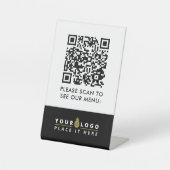 Signe De Table QR Code Menu Black Logo Contact Café moderne sans  (Recto)