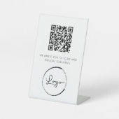 Signe De Table QR Code Menu Blanc Logo Restaurant Moderne (Recto)