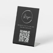 Signe De Table QR Code Menu Blanc Logo Restaurant Moderne (Recto)