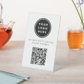 Signe De Table QR Code Menu Blanc Logo Restaurant Moderne (In SItu)