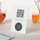 Signe De Table QR Code Menu Blanc Logo Restaurant Moderne (In SItu)