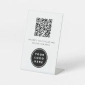 Signe De Table QR Code Menu Blanc Logo Restaurant Moderne (Recto)