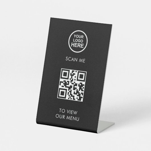 Signe De Table QR Code Menu Business Logo Contact Moderne (Recto)