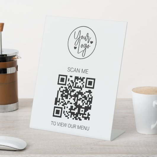 Signe De Table QR Code Menu Business Logo Contact Moderne (In SItu)