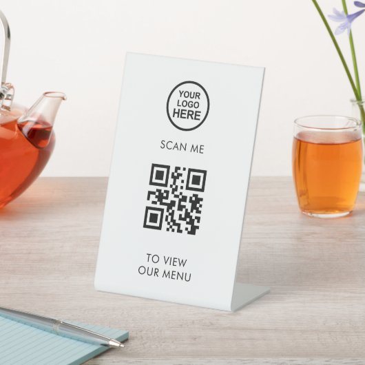 Signe De Table QR Code Menu Business Logo Contact Modules moderne (In SItu)