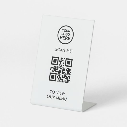 Signe De Table QR Code Menu Business Logo Contact Modules moderne (Recto)
