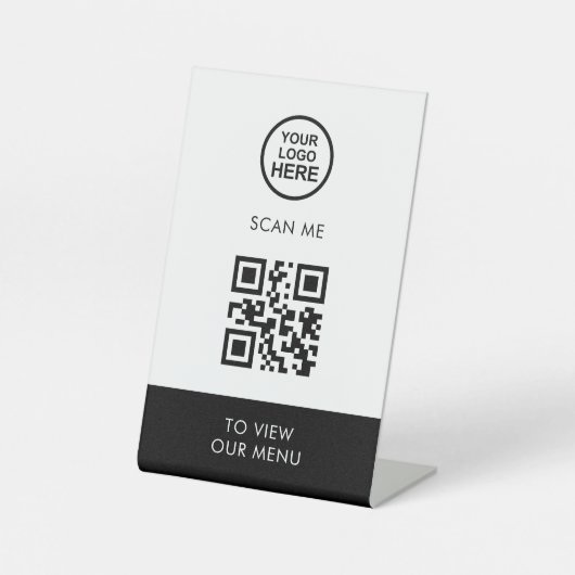 Signe De Table QR Code Menu Business Logo Contact Modules moderne (Recto)