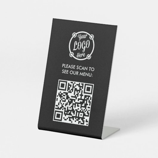 Signe De Table QR Code Menu Logo Contact Restaurant moderne sans  (Recto)