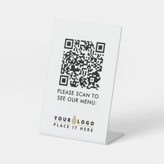 Signe De Table QR Code Menu Logo Contact Restaurant moderne sans  (Recto)