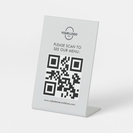 Signe De Table QR Code Menu Logo sans contact Café moderne Pedest (Recto)