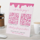Signe De Table QR Code mobile de paiement rose (In SItu)