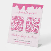 Signe De Table QR Code mobile de paiement rose (Recto)