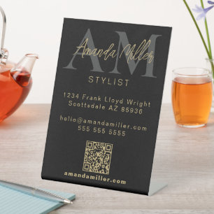 Signe De Table QR Code Moderne Minimaliste Monogramme Télécharger