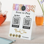 Signe De Table QR Code Paiement Orange Parties scintillant Zebra  (In SItu)