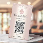 Signe De Table QR Code Payer ici Rose Gold Cupcake Parties scinti