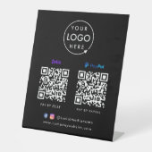 Signe De Table QR Code Payment | Zelle Paypal Scan to Pay Black (Recto)