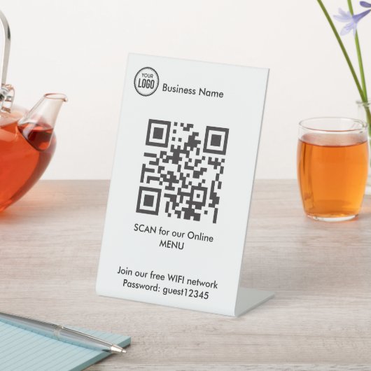 Signe De Table QR Code Pour Le Menu Café Restaurant (In SItu)