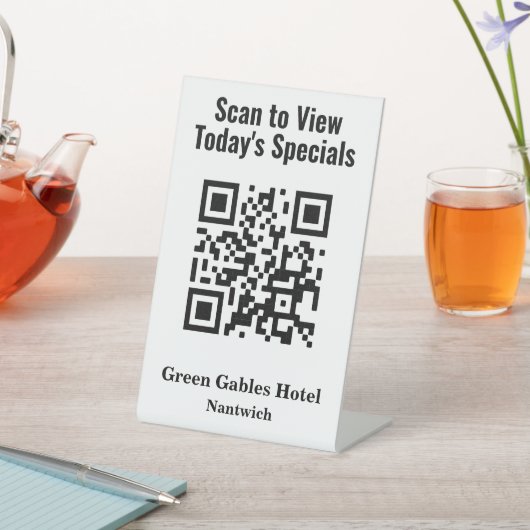 Signe De Table QR Code pour les spécialités du restaurant Menu Pi (In SItu)