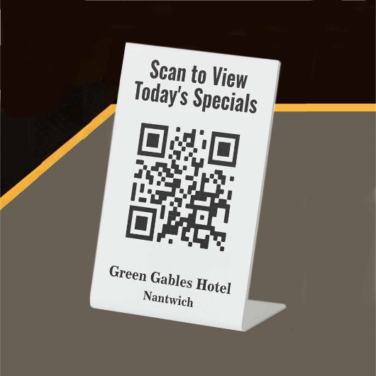 Signe De Table QR Code pour les spécialités du restaurant Menu Pi