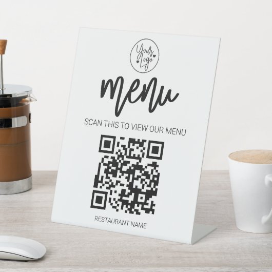 Signe De Table QR Code Restaurant Menu Business Logo Professionne (In SItu)