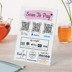 Signe De Table QR Code Scan pour payer Venmo Paypal Google Pay