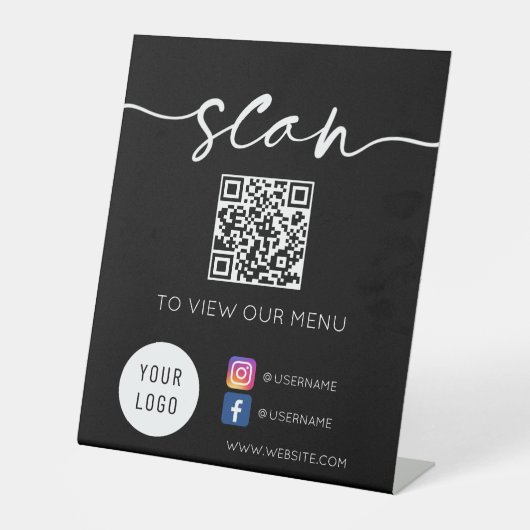 Signe De Table QR Code Social Media Black (Recto)