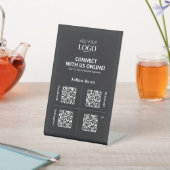 Signe De Table QR Code Social Media Connect with Us Business Logo (In SItu)