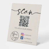 Signe De Table QR Code Social Media Greige  (Recto)