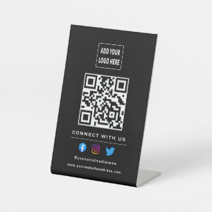 Signe De Table QR Code Suivre L'Analyse Pour Se Connecter Avec No