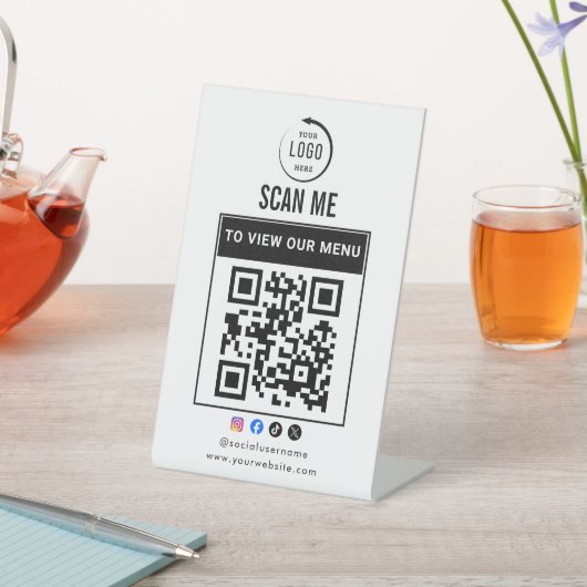 Signe De Table QR Code Tabletop Sign | Digital Menu pedestal sign (In SItu)